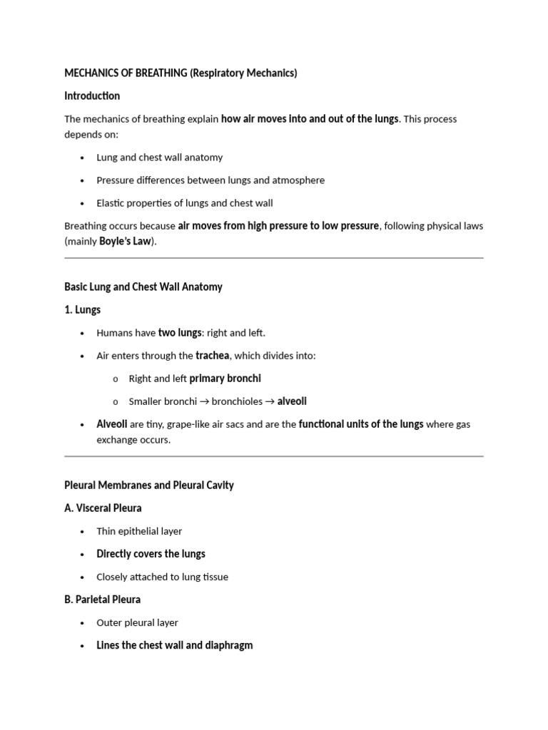 Mechanics of Breathing 1 | PDF | Lung | Exhalation