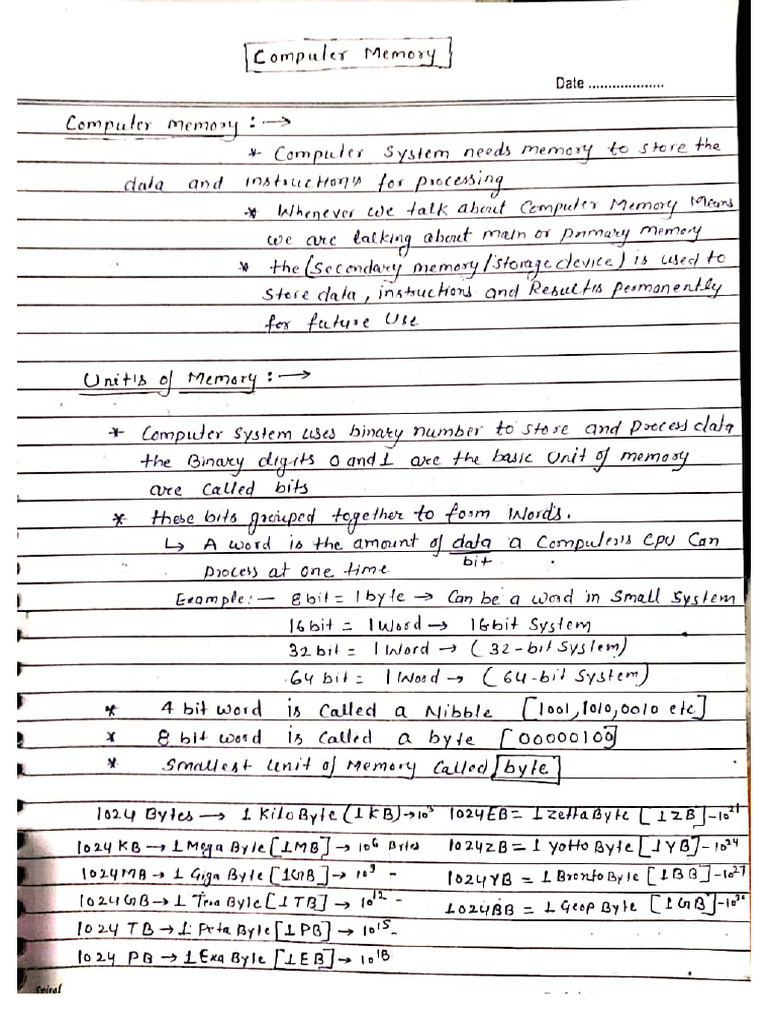 Unit 1 - 4 Memory | PDF