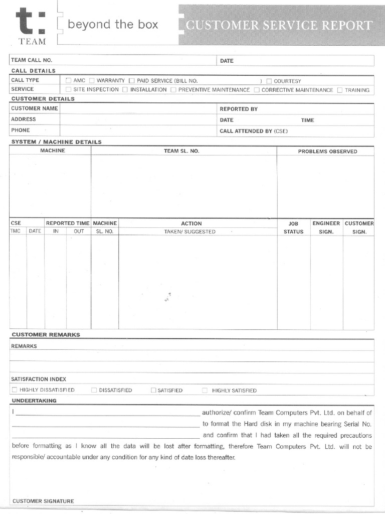 Blank AMC Call Report | PDF