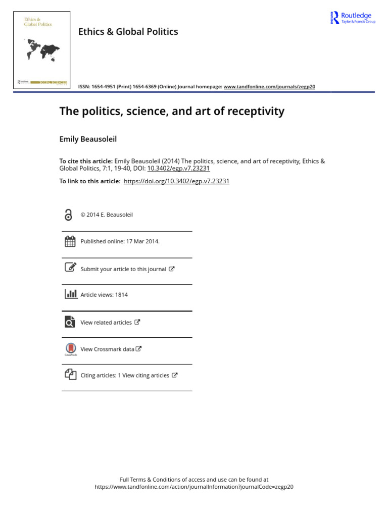 The Politics Science and Art of Receptivity | PDF | Affect (Psychology ...