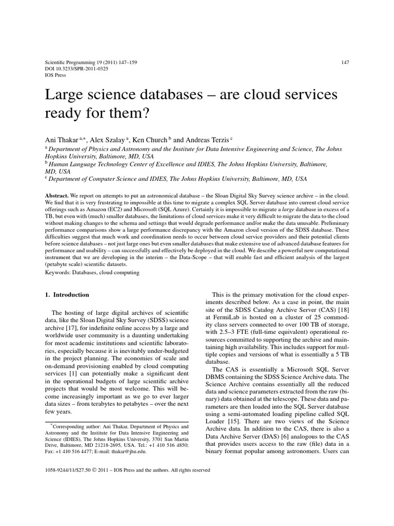 Scientific Programming - 2011 - Thakar - Large Science Databases Are ...