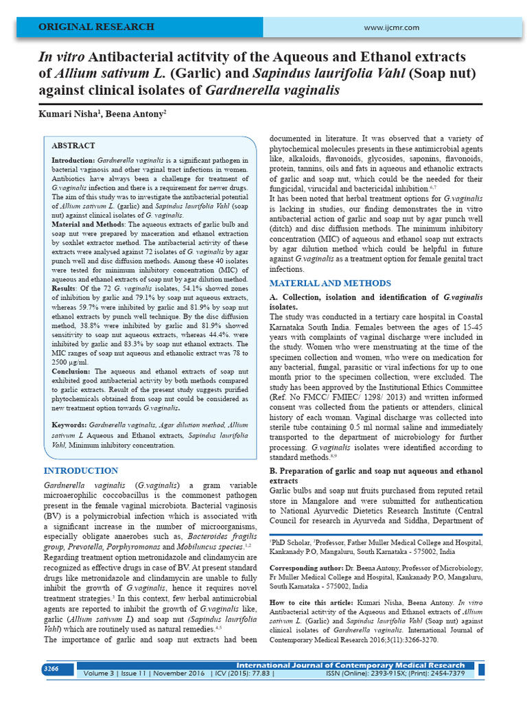 In Vitro Antibacterial Actitvity of The | PDF | Microbiology
