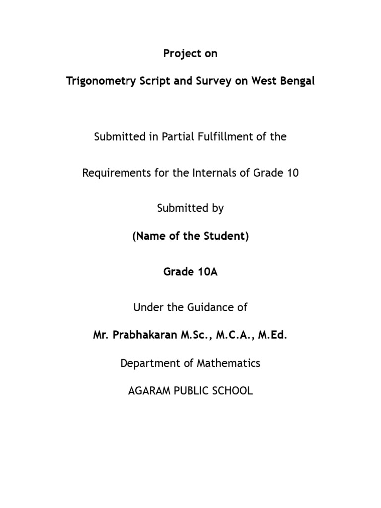 Project On Trigonometry Script and Survey On West ... | PDF