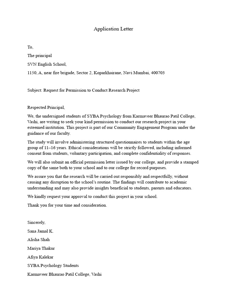 Application Letter | PDF