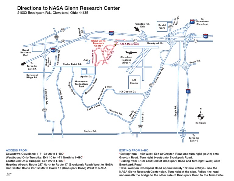 Directions to NASA Glenn Research Center 21000 Brookpark Rd., Cleveland, Ohio 44135 Road