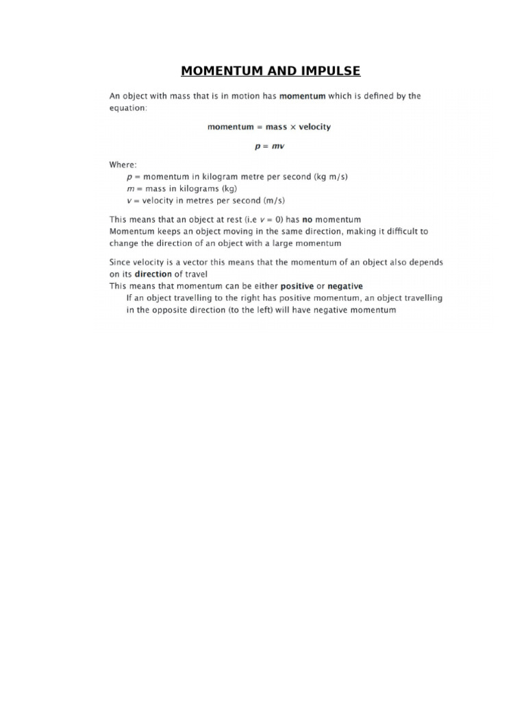 Momentum and Impulse | PDF