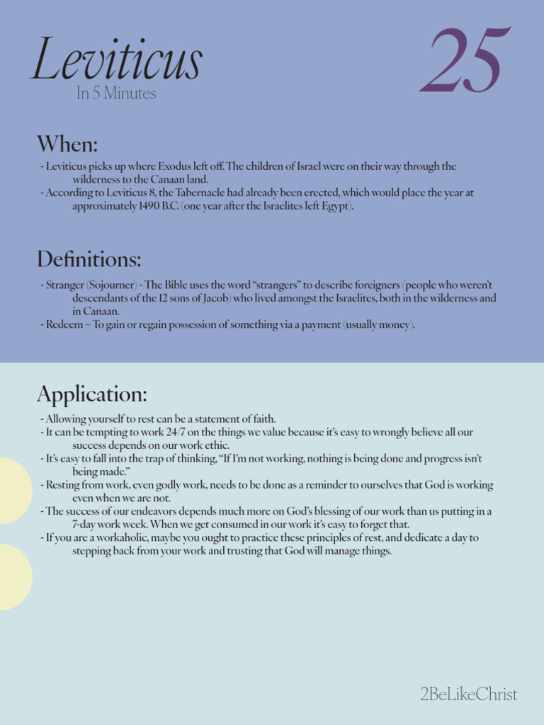 Leviticus 25 Summary and Chapter Outline | PDF | Book Of Leviticus ...