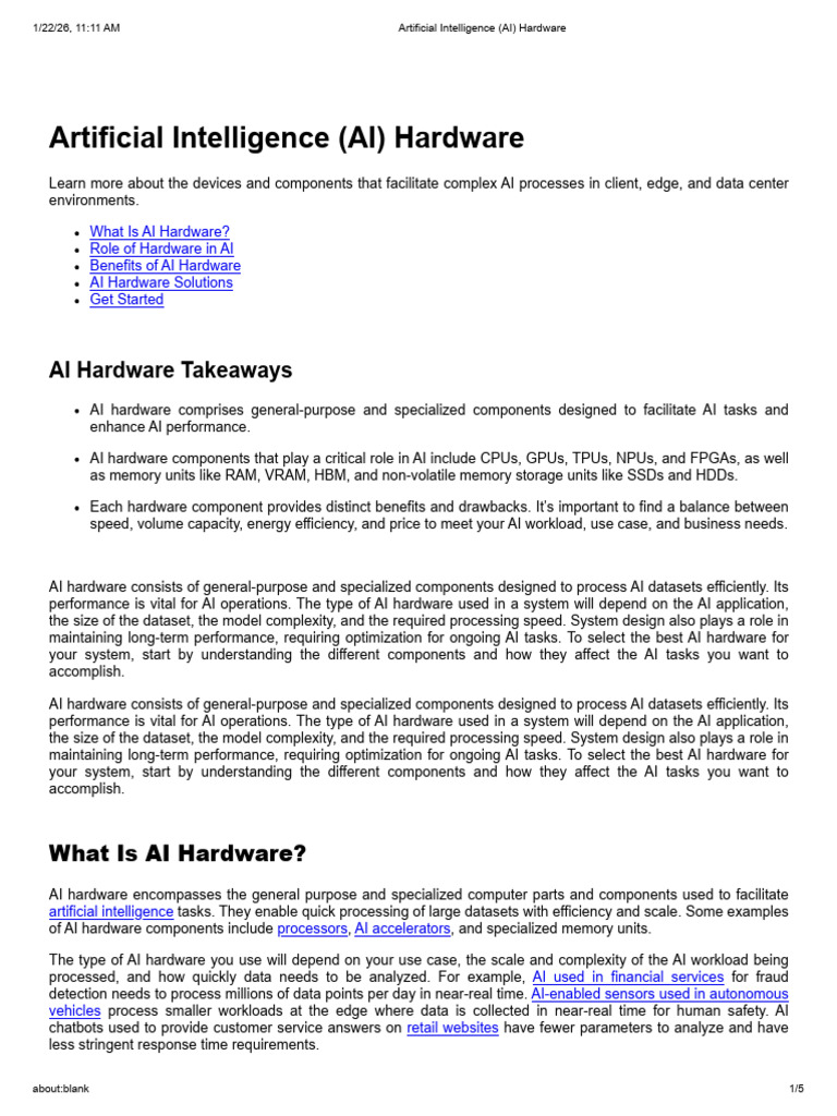 Artificial Intelligence (AI) Hardware | PDF | Computer Data Storage ...
