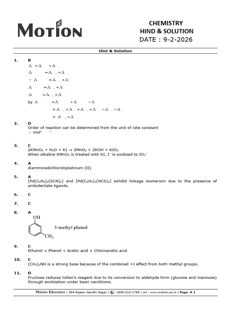 Kota CBSE Chemistry Solution | PDF | Chemistry | Chess Theory
