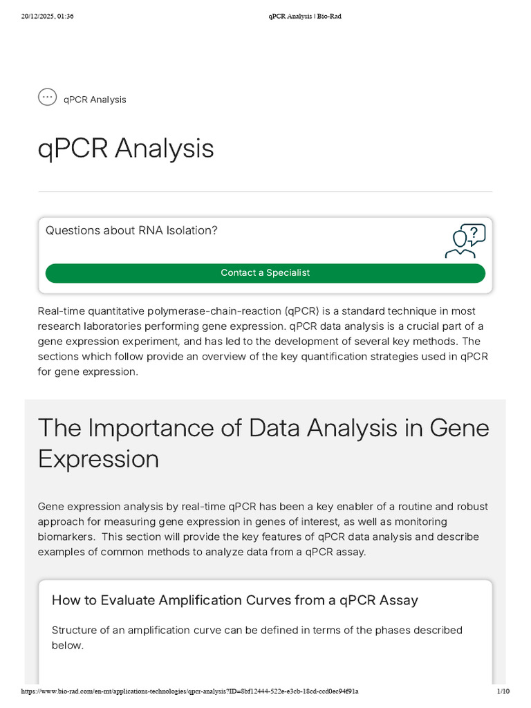 QPCR Analysis - Bio-Rad | PDF | Real Time Polymerase Chain Reaction ...