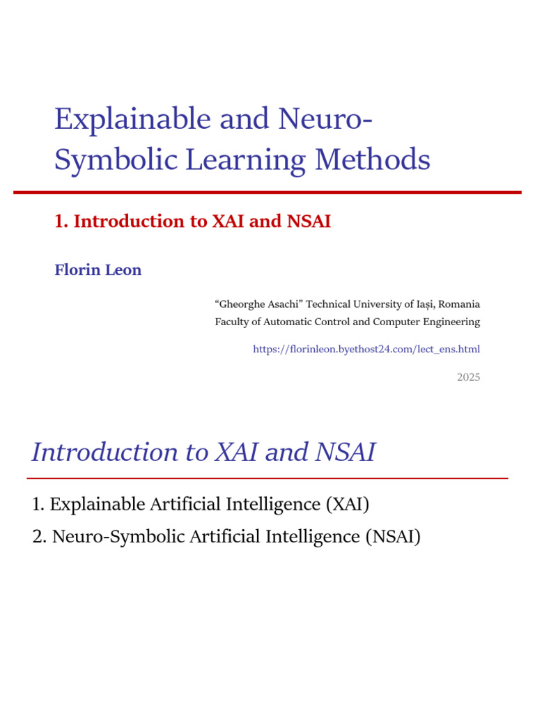 Introduction To Explainable and Neuro-Symbolic Artificial Intelligence ...