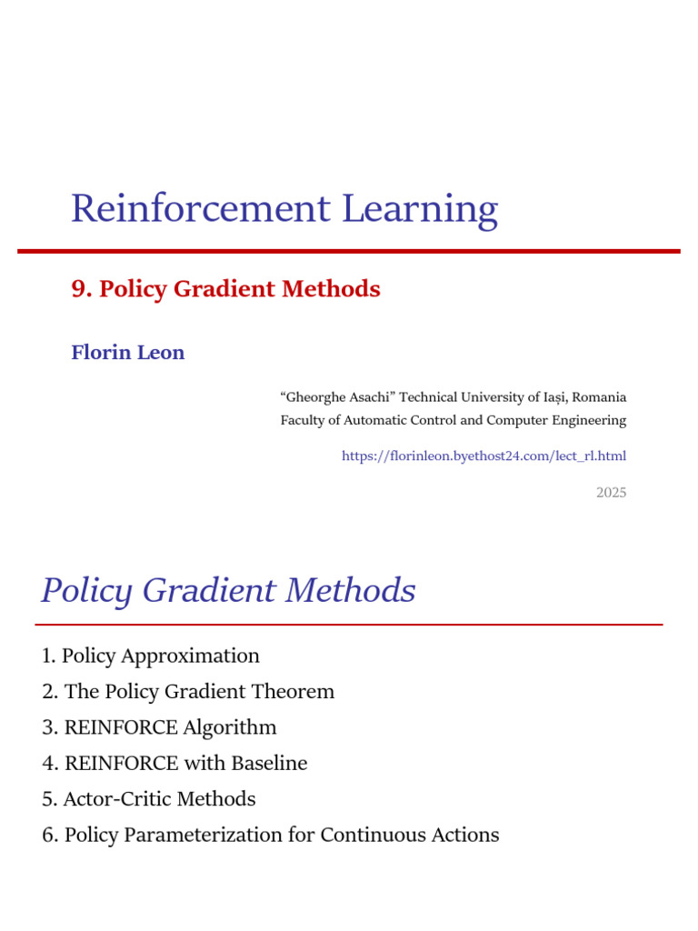 Reinforcement Learning: Policy Gradient Methods | PDF | Normal ...