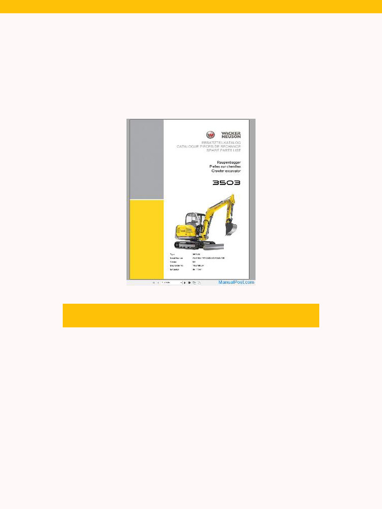Wacker Neuson Crawler Excavator 3503 Spare Parts List 1000189534 | PDF