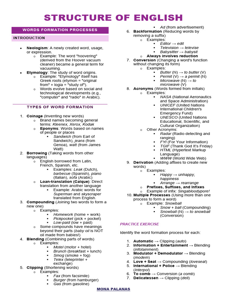 REVIEWER Structure of English 112 | PDF | Verb | Grammatical Gender