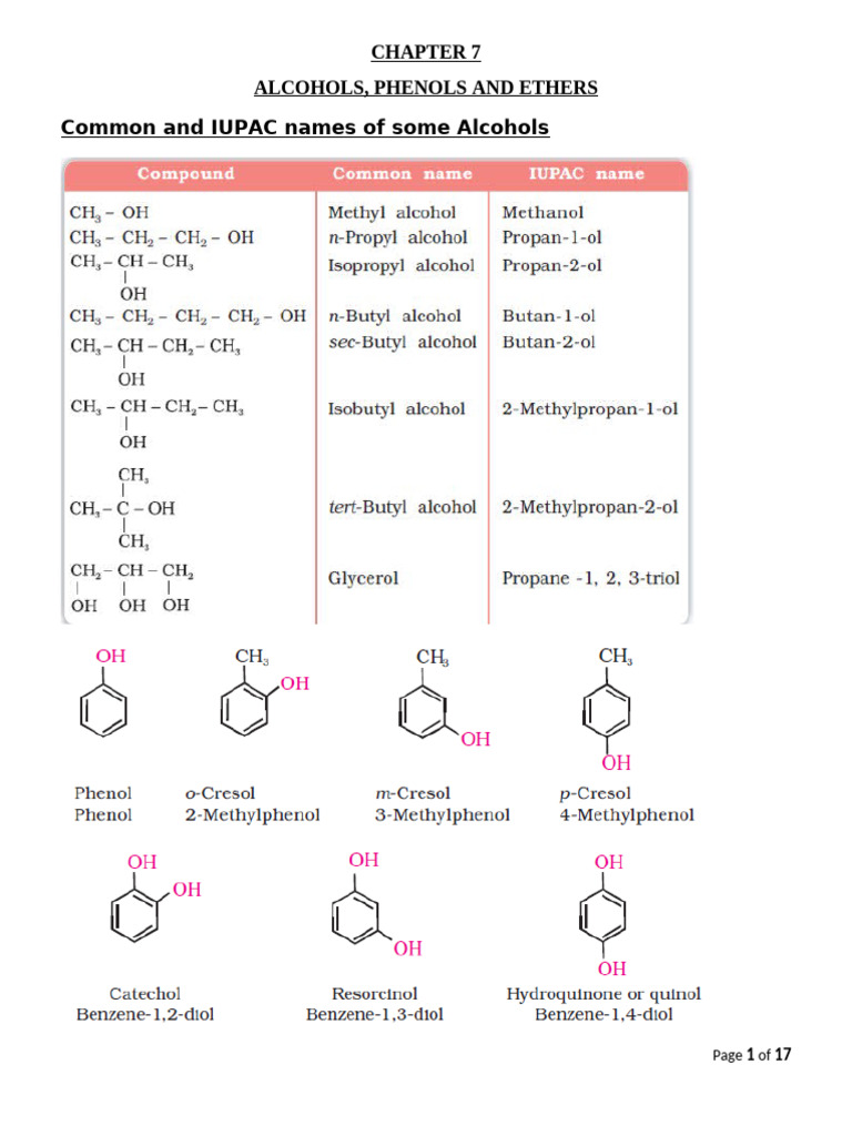 Alcohols, Phenols & Ethers Nts | PDF | Ether | Aldehyde