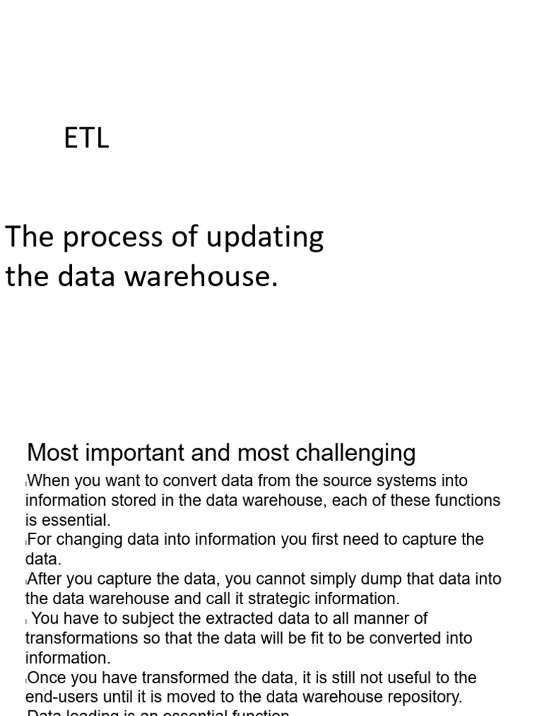 Module 1 - ETL | PDF | Data Warehouse | Databases