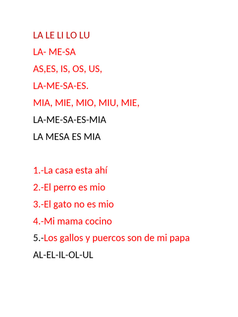 La Le Li Lo Lu | PDF