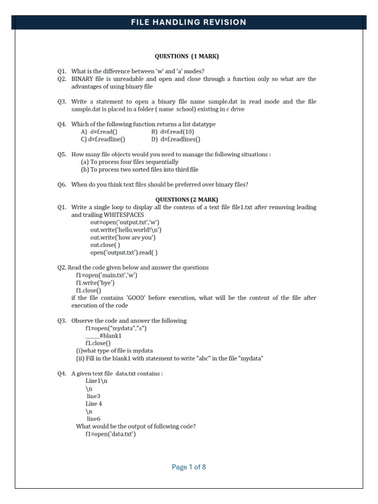 File Handling CT2 Revision-2 | PDF