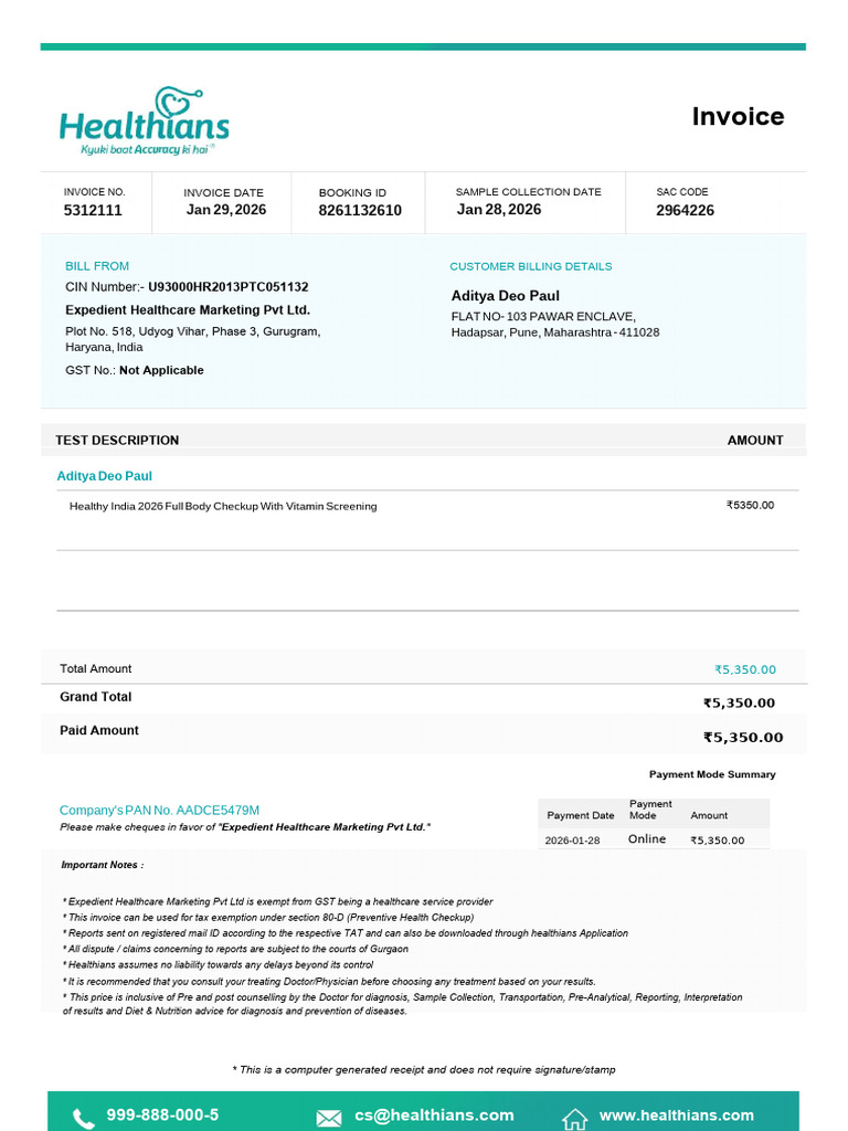 555063486-Health-Check-Invoice (1) (1) | PDF | Invoice | Receipt