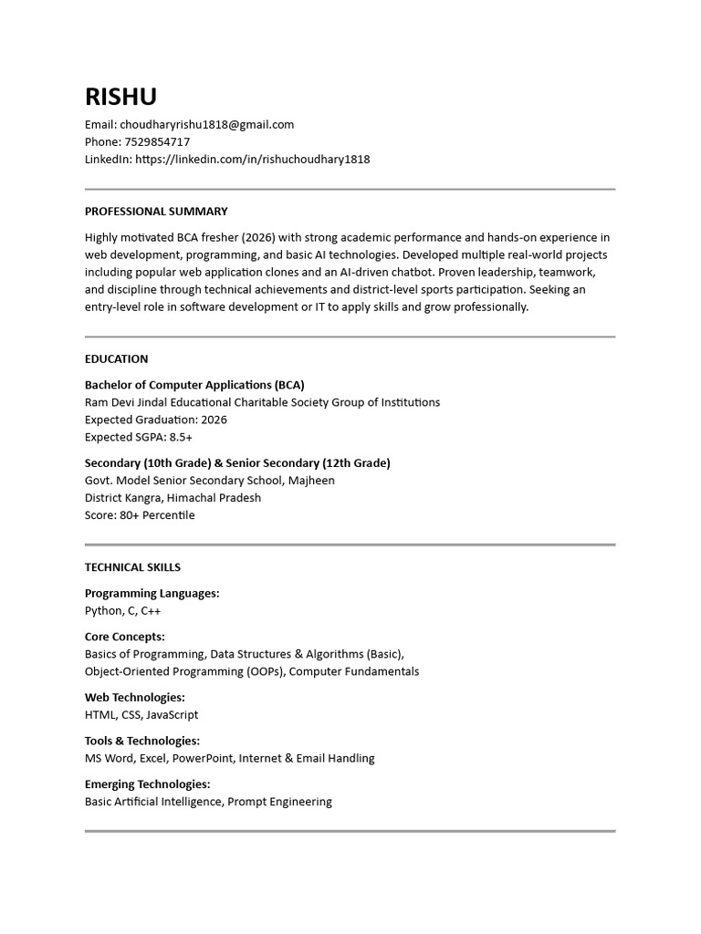 Resume Rishu | PDF | Artificial Intelligence | Intelligence (AI ...