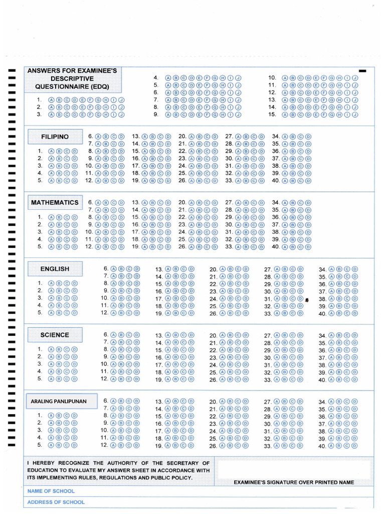 NAT Answer Sheet Optimized | PDF
