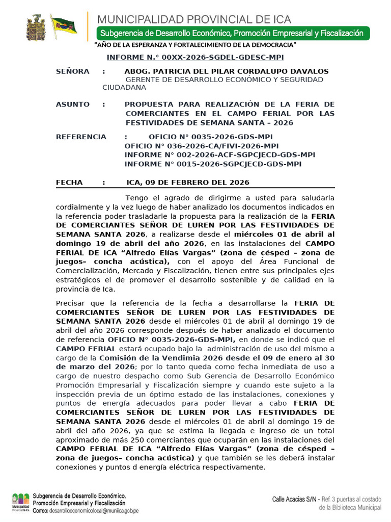 Informe Feria de Semana Santa | PDF