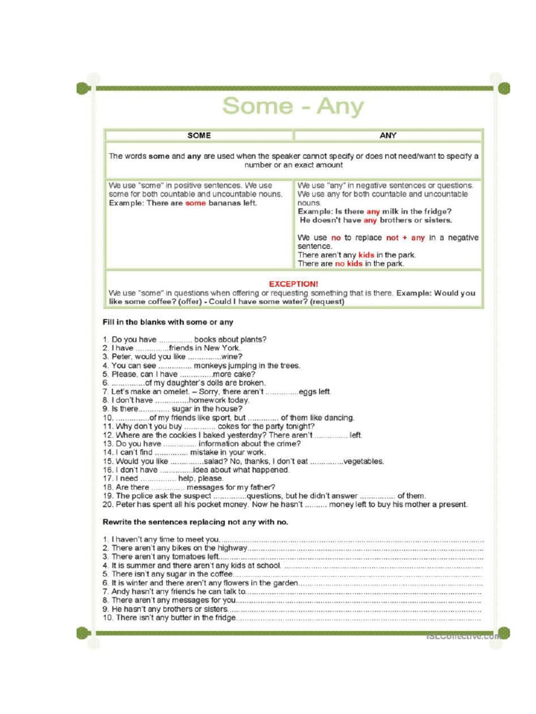 Some, No or Not Any | PDF