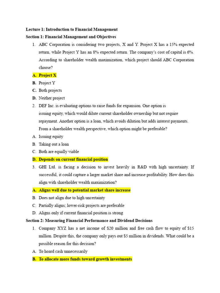 FM Questions Pack | PDF | Internal Rate Of Return | Cost Of Capital