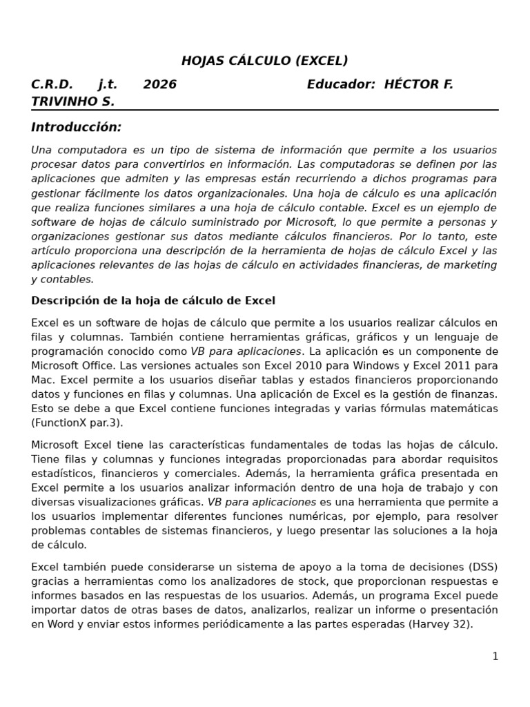 Hojas Cálculo | PDF | Microsoft Excel | Software de la aplicacion