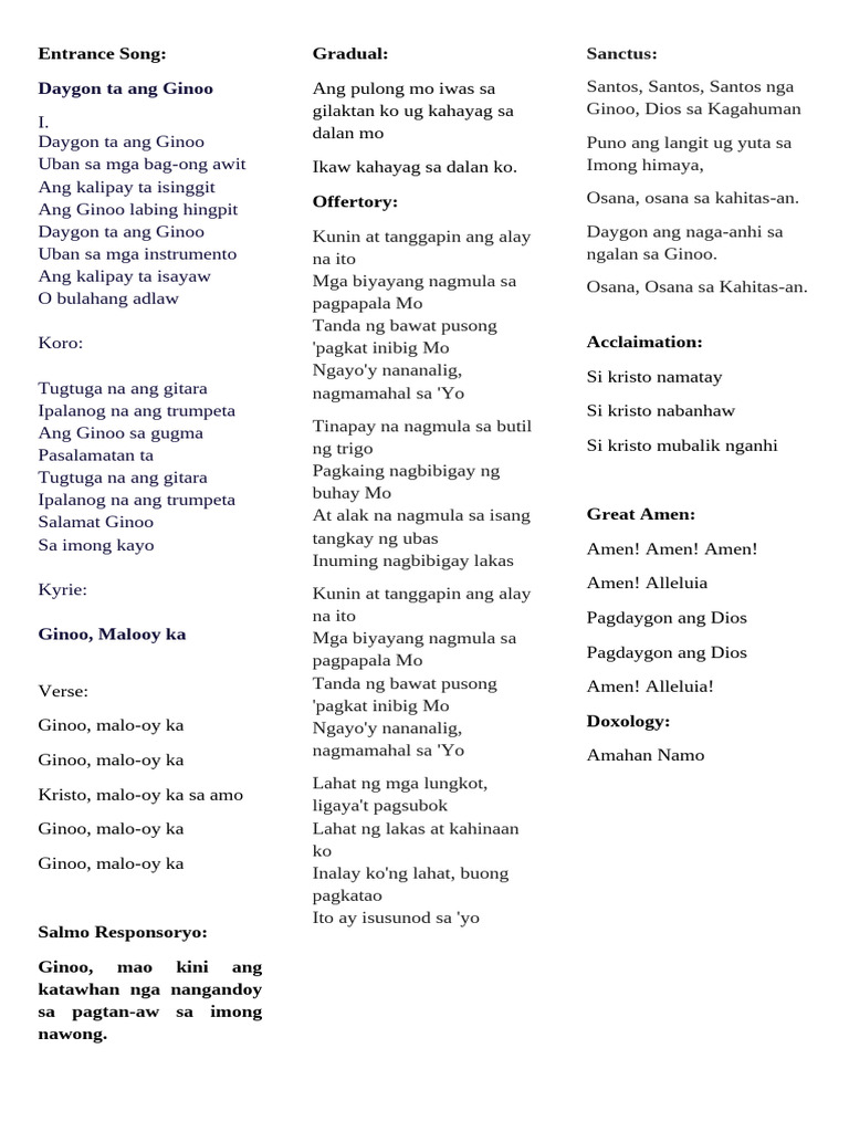 Mass Songs | PDF