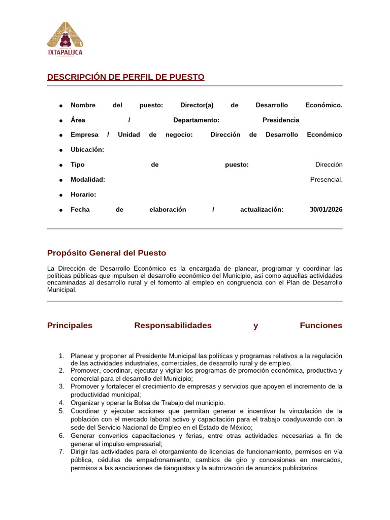 Perfiles de Puesto | PDF | Sustentabilidad | Presupuesto