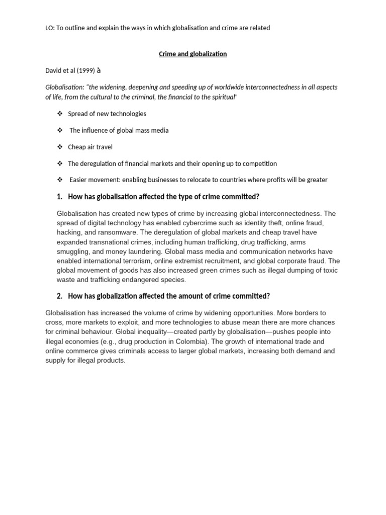 Crime and Globalisation Booklet Aqa Sociology | PDF | Illegal Drug ...