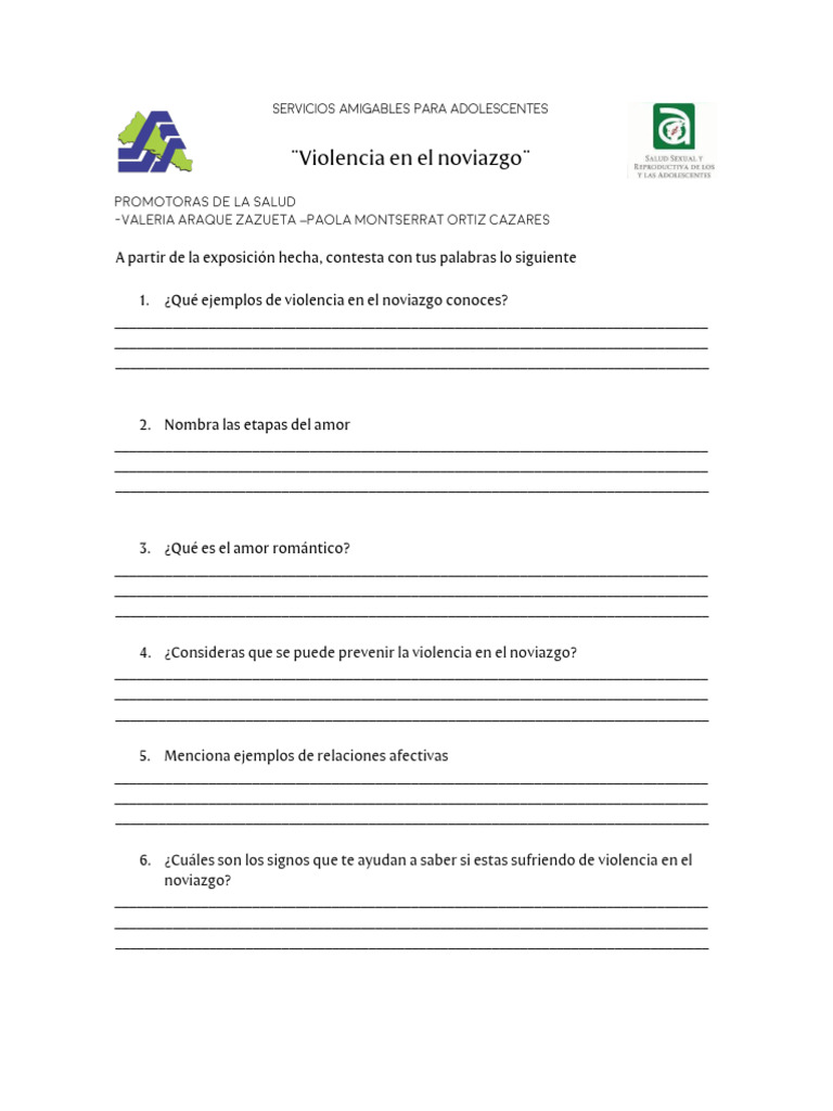 Violencia en El Noviazgo Actividad | PDF