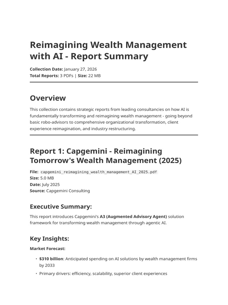 Wealth Management Ai Reports Summary | PDF | Artificial Intelligence ...