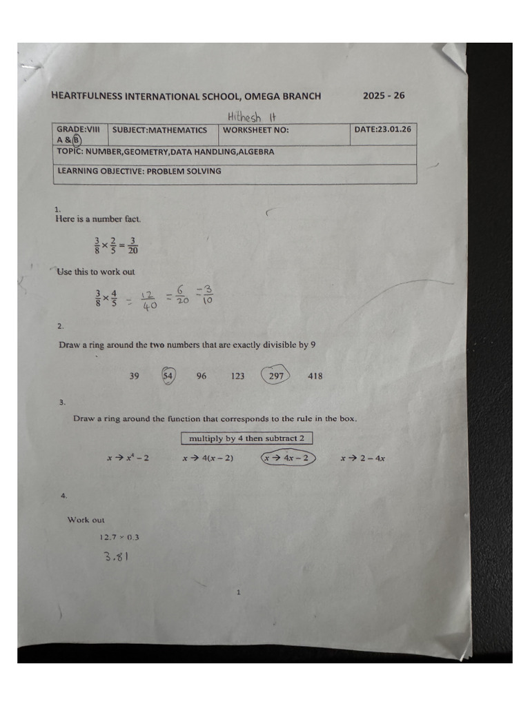 Math School Worksheet (Full) | PDF