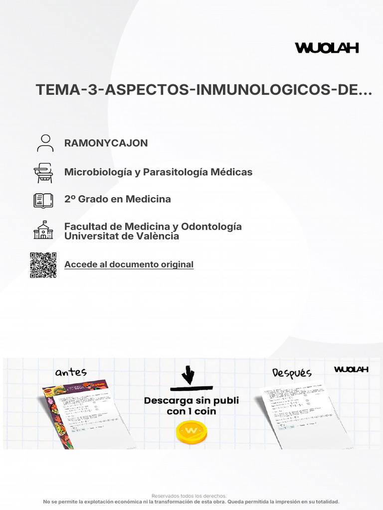 Wuolah Free TEMA 3 ASPECTOS INMUNOLOGICOS DE LAS INFECCIONES | PDF ...