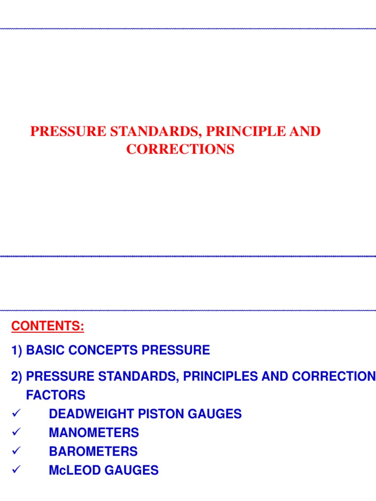 Pressure Standards and Measurement Techniques | PDF | Pressure ...