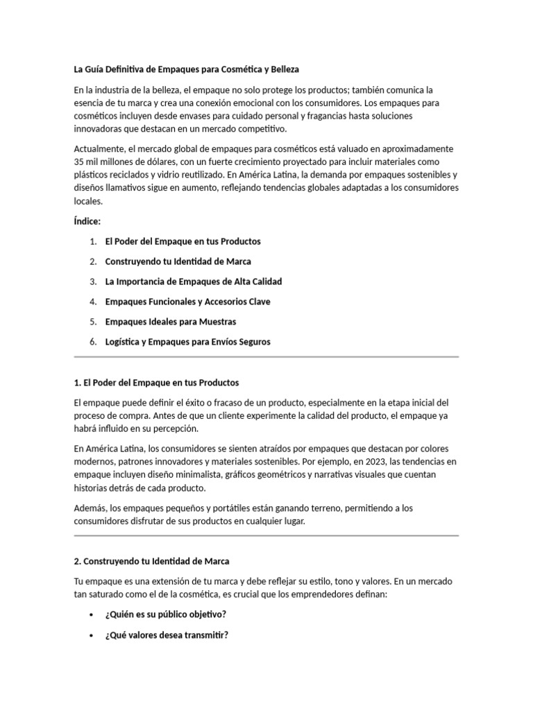 La Guía Definitiva de Empaques Para Cosmética y Belleza | PDF | Marca ...