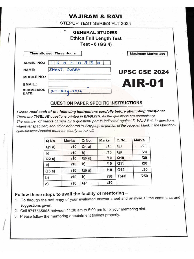 Sure Shot 2024 Gs Paper Gs 4 t 08 Shakti Dubey Air 01 Aeb5119b93 | PDF