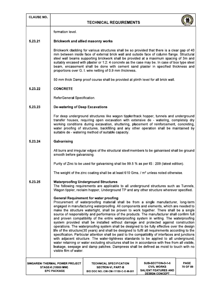 Underground Waterproofing Singareni | PDF