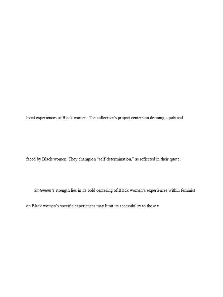 Critical Summary of Combahee River Collective Statement | PDF ...