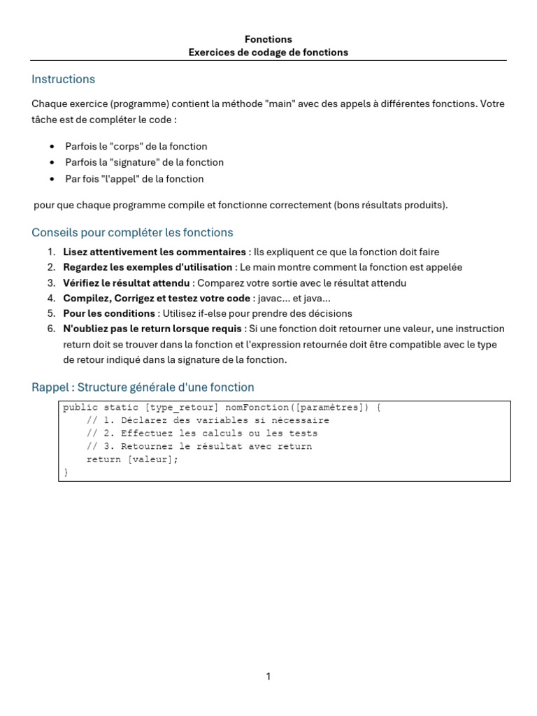 Fonctions Codage Exercices | PDF | Programmation informatique | Java ...
