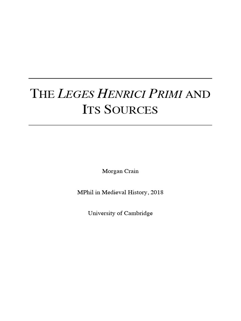 The Leges Henrici Primi and Its Sources | PDF
