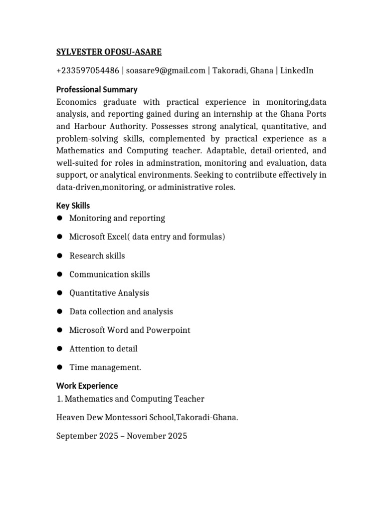 International CV Template | PDF | Ghana