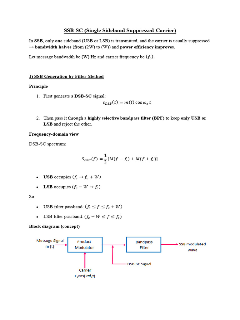 6.SSB - Filter and Phase Shift Method | PDF | Telecommunications ...