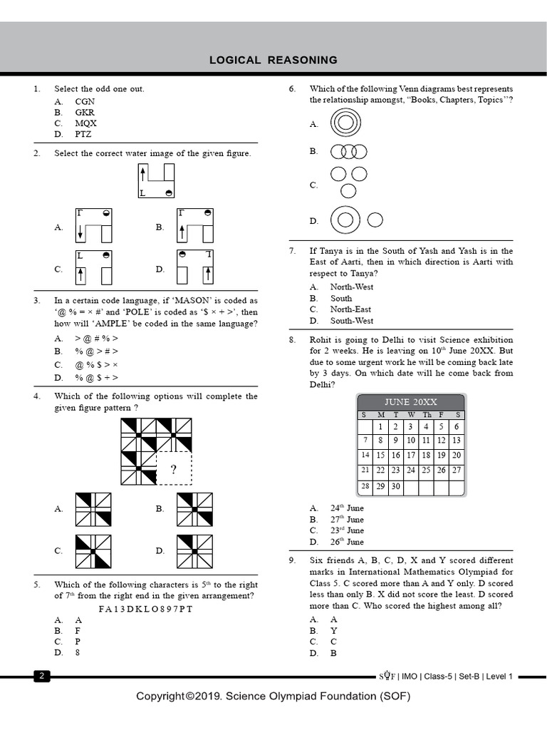 Imo Class 5 Mock Test November’24 | PDF
