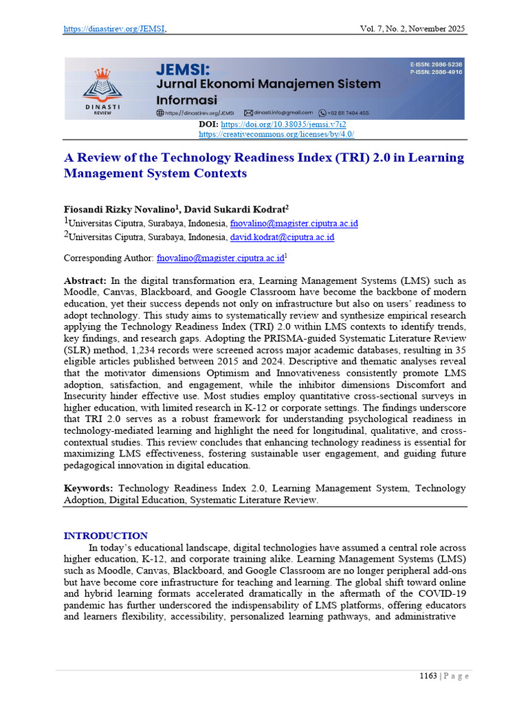 A Review of The Technology Readiness Index TRI 20 | PDF | Methodology ...