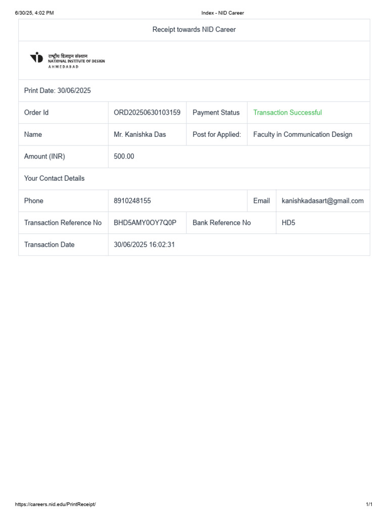 Index - Nid Career Receipt | PDF