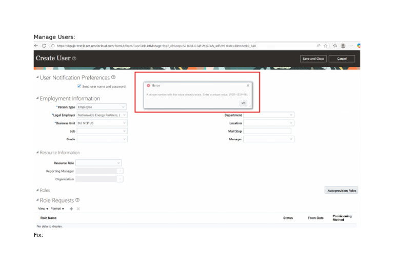 Manage Users Error | PDF