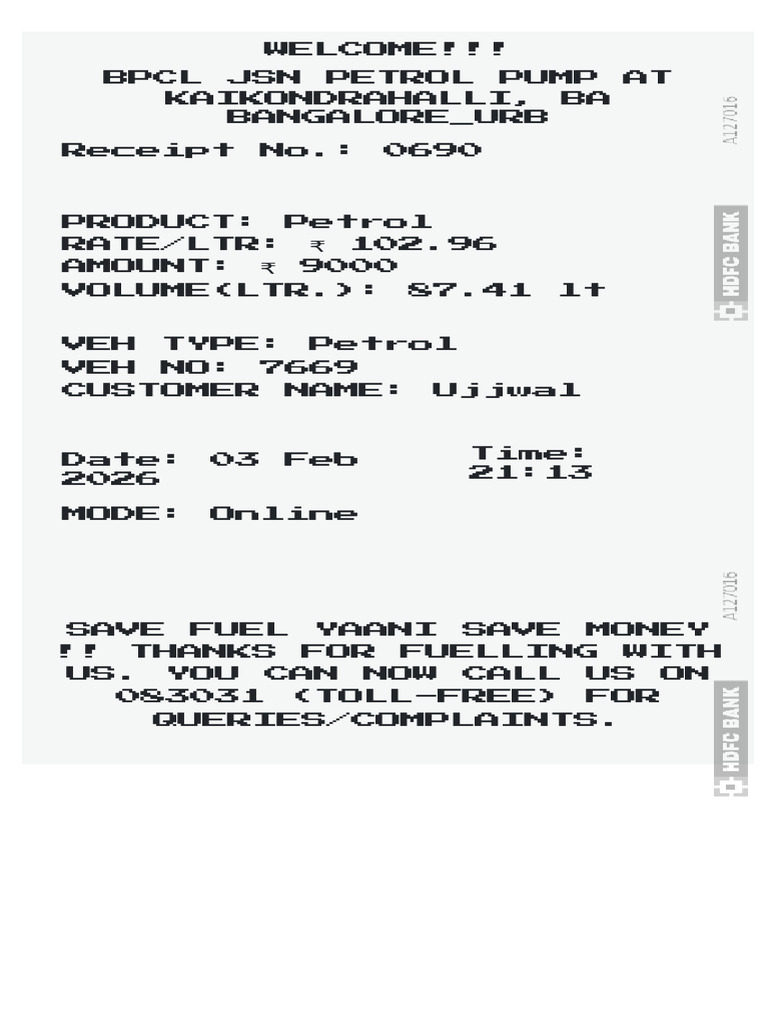 Fuel Bill Template 3 | PDF